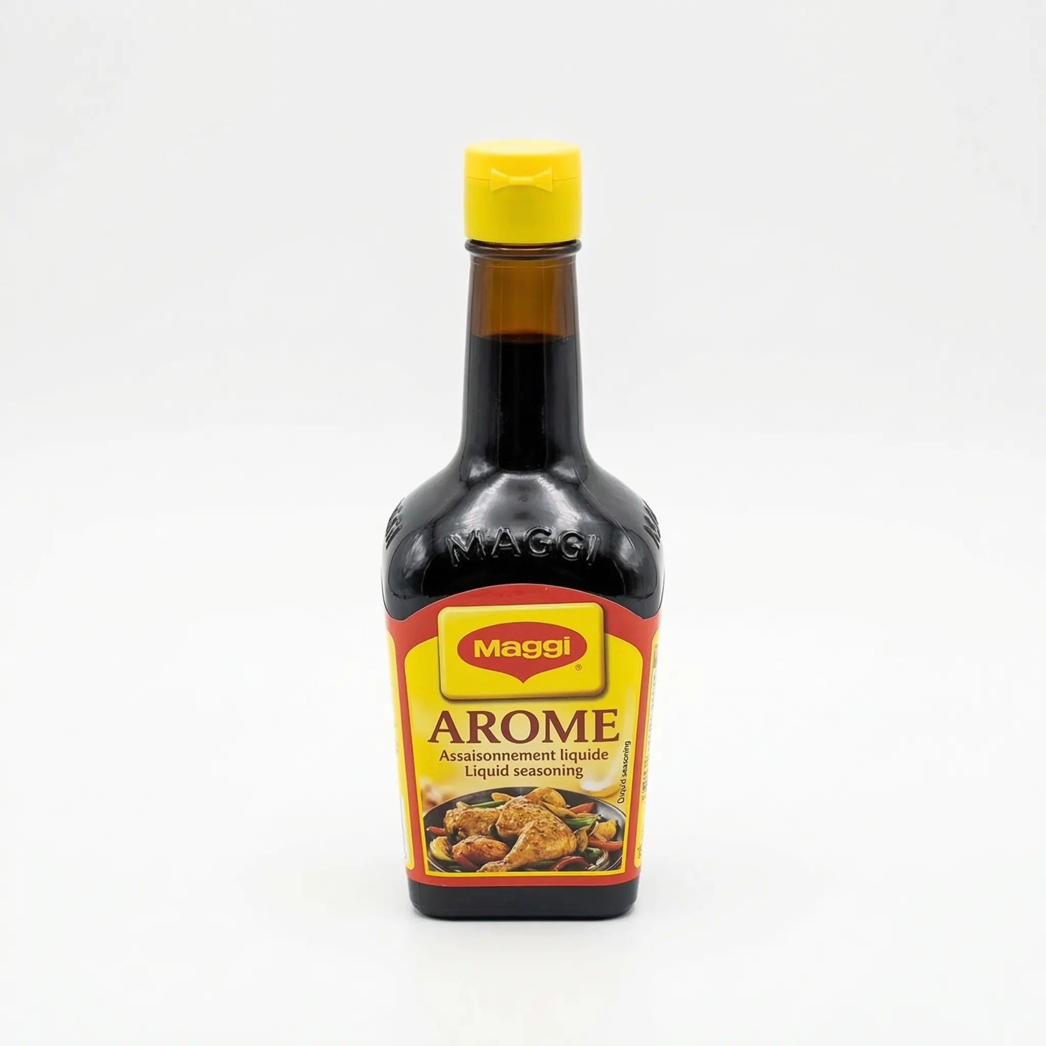Bouteille arôme Maggi 300g étiquette jaune et rouge classique
